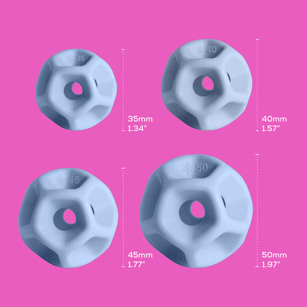 A Soma Flex® sizing set detail shot, against a solid pink background